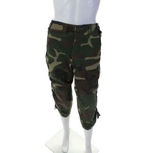 First Of A Kind Womens Camouflage Textured Braided Wide Leg Pants Green Size M